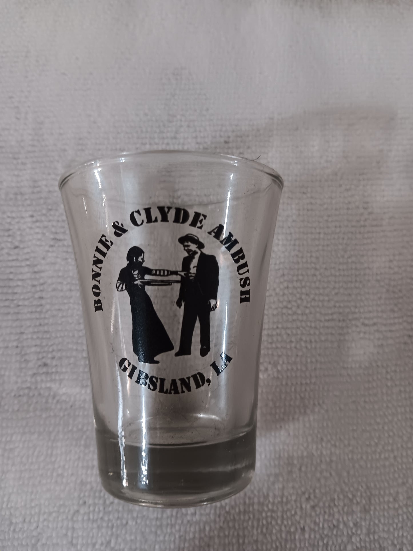 Bonnie and Clyde Ambush Museum Shot Glass